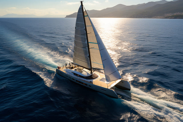 Catamaran le long du littoral corse