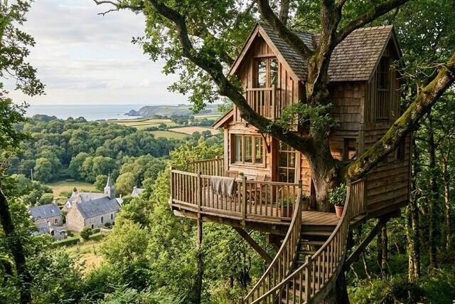 Cabane dans les arbres en Bretagne